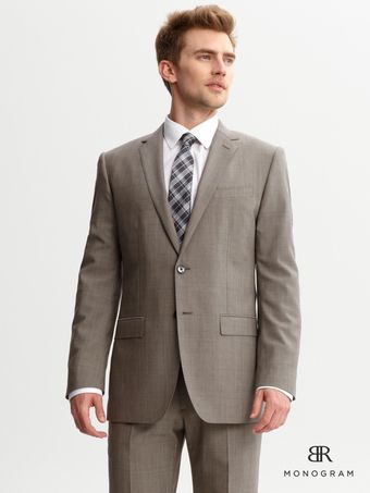 Banana Republic Br Monogram Taupe Plaid Suit Blazer - Lyst