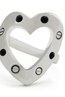 Libertine Rhodium Swarovski Crystal Heart Ring - Lyst