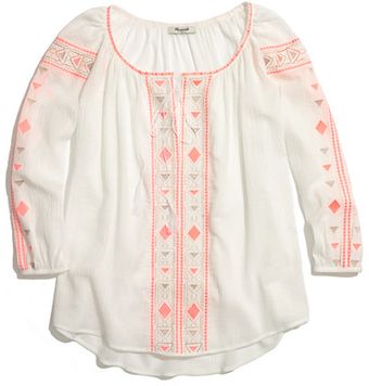 Madewell Embroidered Peasant Top - Lyst