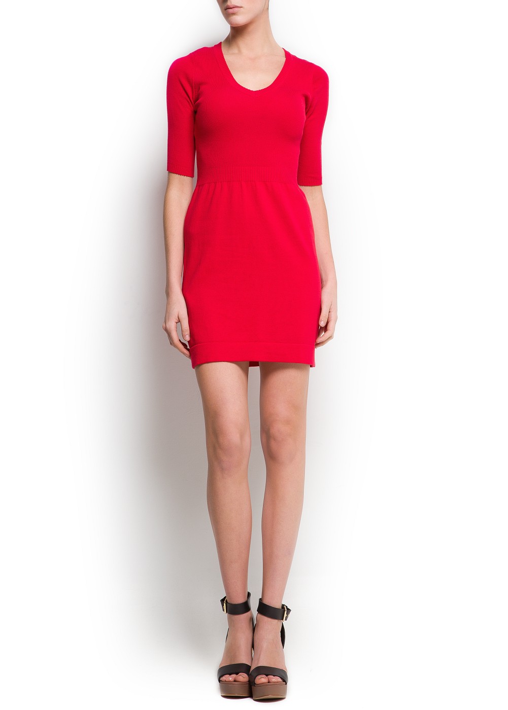 Mango Knit Dress in Red Lyst