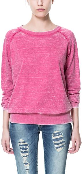 Zara Round Neck Sweatshirt - Lyst