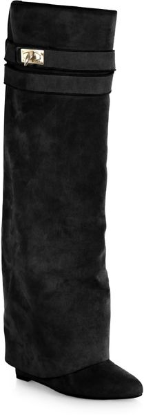 Givenchy Suede Knee High Sheath Boots - Lyst