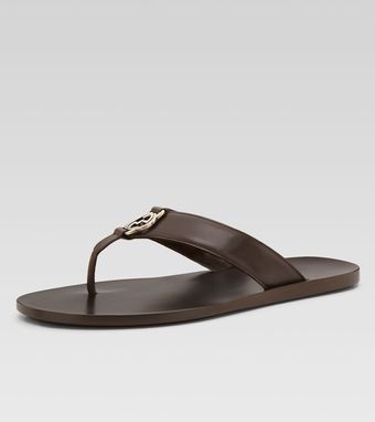 Gucci Gg Line Leather Thong Sandal - Lyst