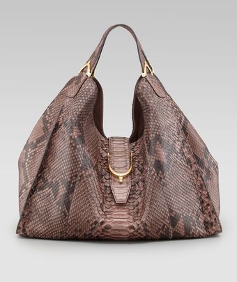 Gucci Soft Stirrup Python Shoulder Bag - Lyst