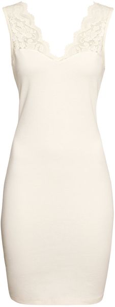 H&M Jersey Dress with Lace - Lyst
