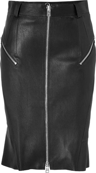 McQ by Alexander McQueen Stretch Leather Patchworked Skirt in Black - Lyst