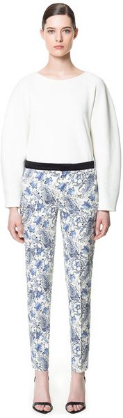 Zara Trousers with Contrasting Waistband - Lyst