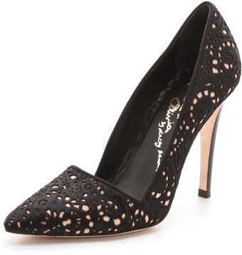 Alice + Olivia Dina Laser Cut Haircalf Pumps - Lyst