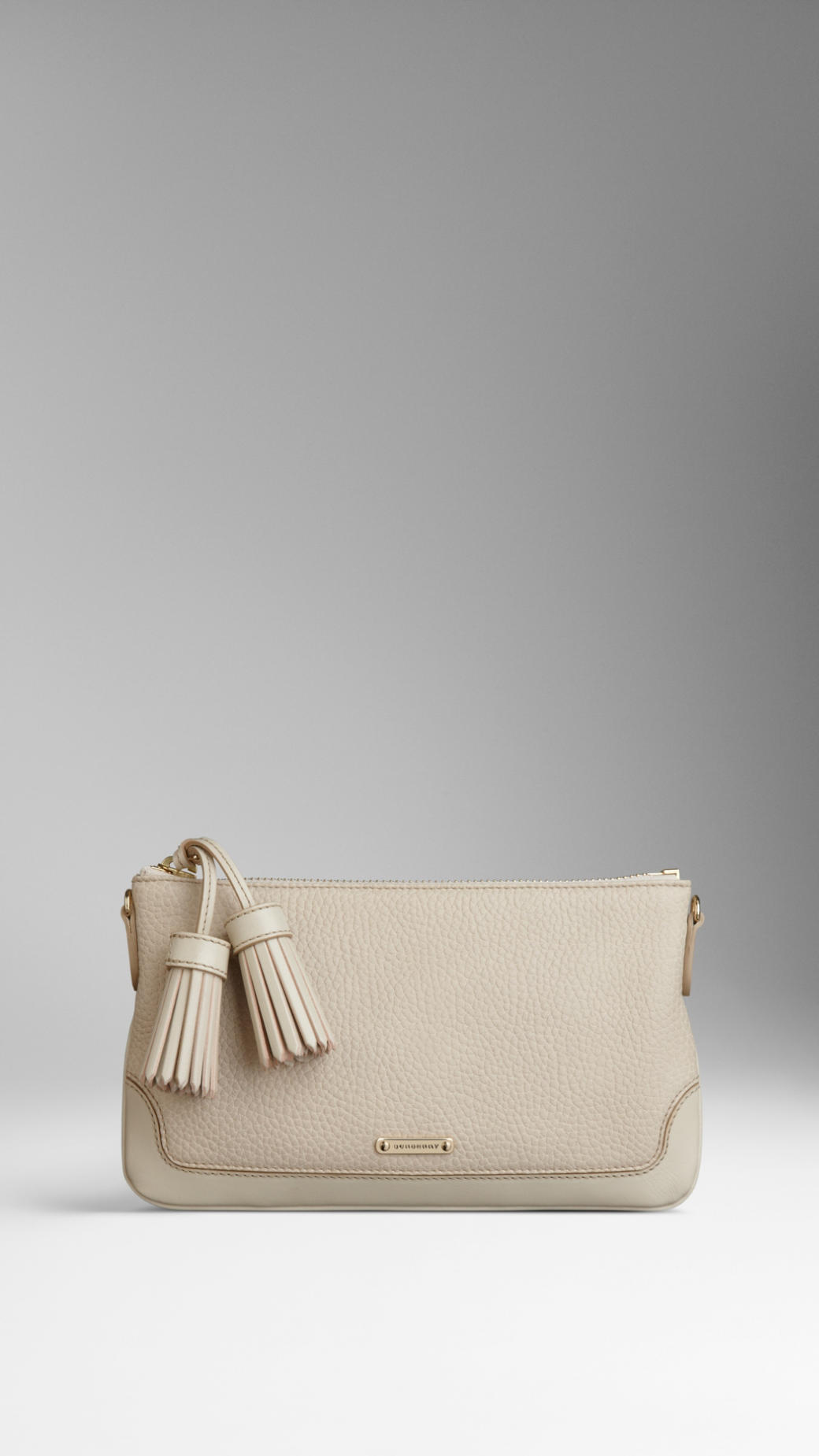 Burberry London Leather Tassel Clutch Bag in Beige (off white) | Lyst
