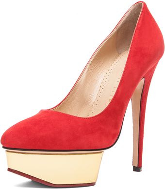 Charlotte Olympia Cindy Pump in Red Suede - Lyst
