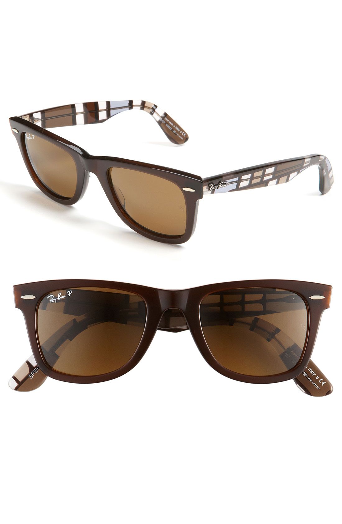 Ray-ban Wayfarer Polarized 54mm Sunglasses in Brown (brown/ gradient