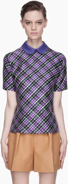 Roksanda Ilincic Purple Check Estes Blouse - Lyst
