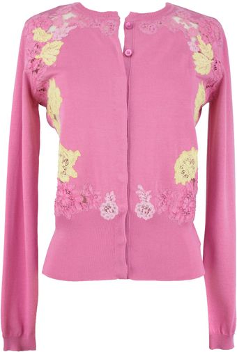 Valentino Crew Neck Cardigan with Multi Color Lace - Lyst