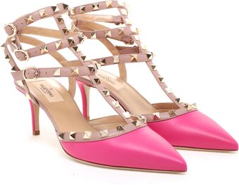 Valentino Studded Leather Kitten Heels - Lyst