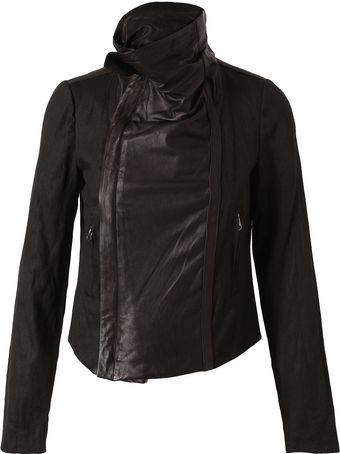 Vince Leather and Linen Jacket - Lyst