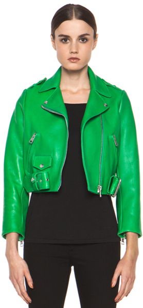 Acne Mape Leather Jacket in Green - Lyst