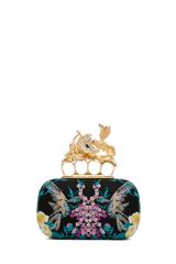 Alexander McQueen Hummingbird Clutch in Black Floral Metallics