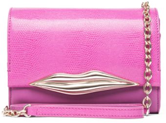 Diane Von Furstenberg Lips Mini Embossed Lizard in Pink - Lyst