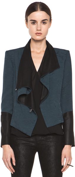 Helmut Lang Perma Jacquard Sleeve Combo Jacket in Blue - Lyst