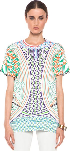 Mary Katrantzou Jersey Tee Shirt in Whitegeometric Print - Lyst