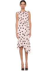  Polka Dot Ruffle Hem Dress in Pink