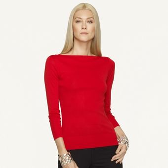 Ralph Lauren Black Label Cotton Boatneck Top - Lyst