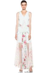 Clieque Paneled Fishnet Dress in Floralblue