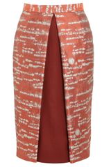 Alexander Lewis Rust Silver Birch Brocade Pencil Skirt