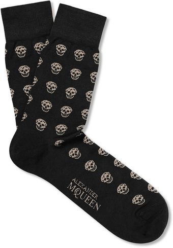Alexander McQueen Skull Patterned Cotton Blend Socks - Lyst