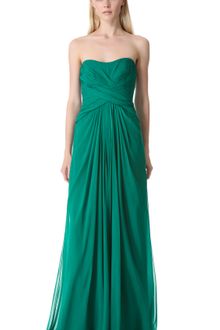 Monique Lhuillier Strapless Gown with Crisscross Bodice - Lyst