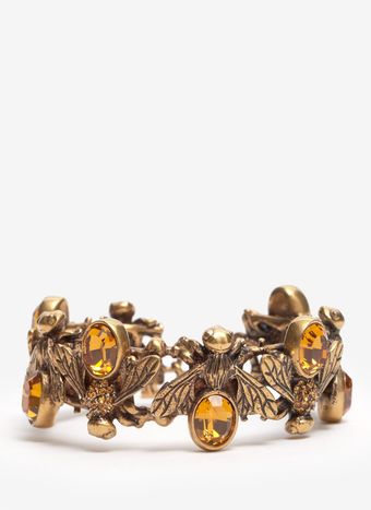 Alexander McQueen Crystal Embedded Bees Toggle Bangle - Lyst