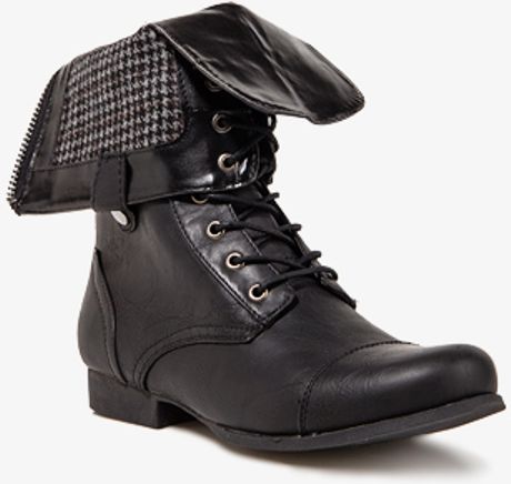 Forever 21 Foldover Combat Boots in Black | Lyst