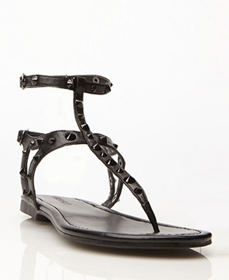 Forever 21 Spikeaccented Gladiator Thong Sandals in Black | Lyst