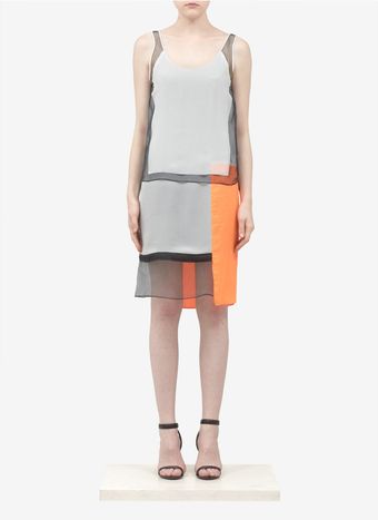 Helmut Lang Sheer panel Colourblock Dress - Lyst