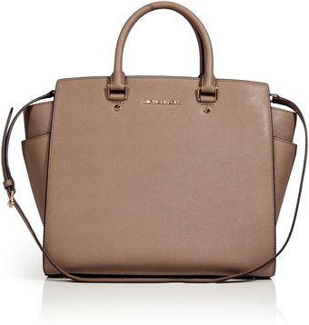 Michael by Michael Kors Leather Selma Tote in Dark Dune - Lyst