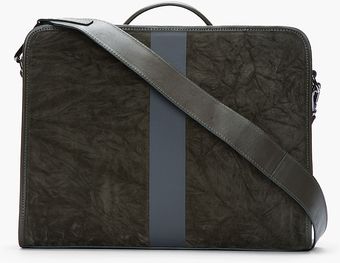 Neil Barrett Dark Olive Green Suede Vienna Briefcase - Lyst