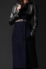 Burberry Prorsum Leather and Wool Trench Coat