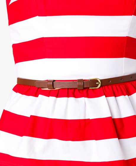 Forever 21 Striped Peplum Tube Top in Red (red/white) | Lyst