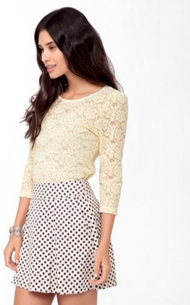 Forever 21 Fitted Eyelet Lace Top in Yellow