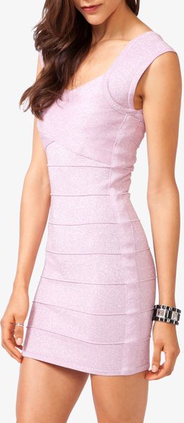 Forever 21 Metallic Bandage Bodycon Dress in Pink (orchidsilver)