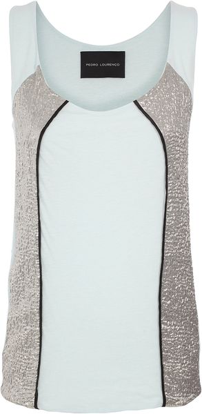 Pedro Lourenco Georgette Lame Panelled Jersey Tank - Lyst