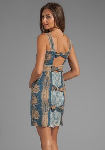 Anna Sui Wallpaper Toile Print Voile and Cupids Print Crinkle Chiffon Dress in Slate - Lyst
