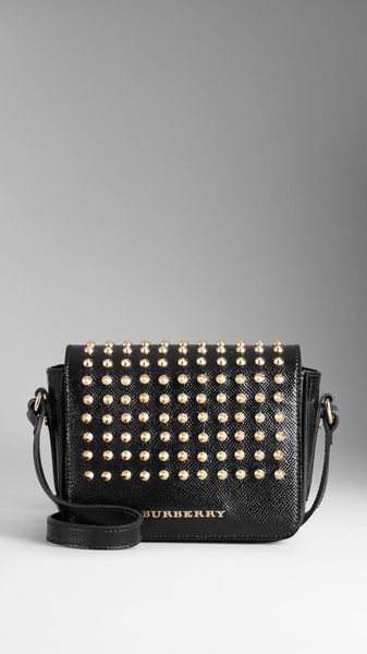 Burberry Studded Patent London Leather Crossbody Bag - Lyst