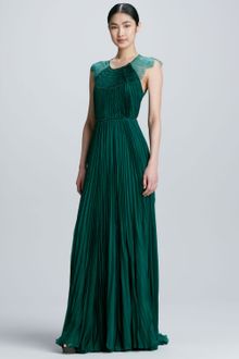 Catherine Deane Lace Pleated Chiffon Gown - Lyst