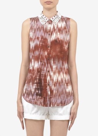 Elizabeth And James Crystal Embellished Printed Silkand Cotton Shirt - Lyst