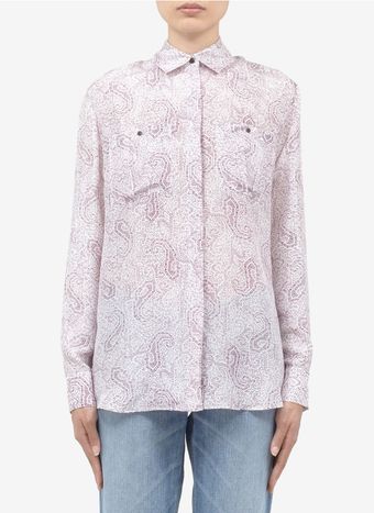 Elizabeth And James Printed Silk Shirt - Lyst