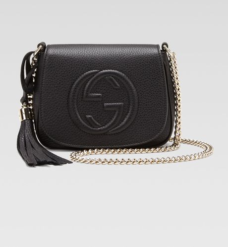 Gucci Soho Leather Chain Crossbody Bag in Black - Lyst