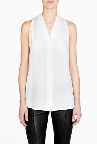 Theory Hylin Silk Sleeveless Drape Top - Lyst