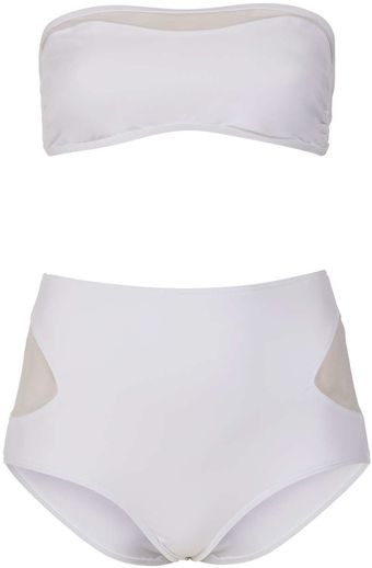 Topshop White Sheer Panel Bikini - Lyst