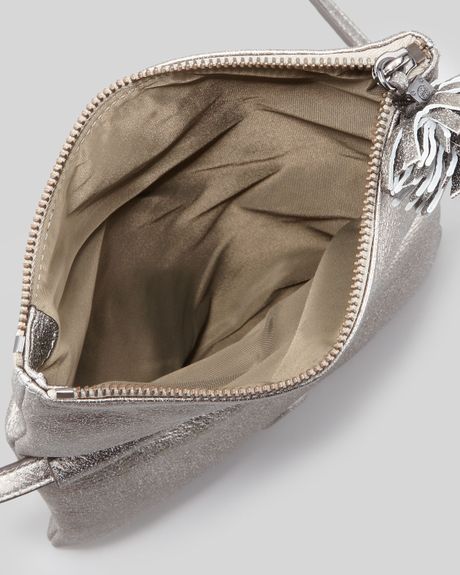 Tory Burch Thea Foldover Crossbody Bag in Silver (gunmetal) | Lyst